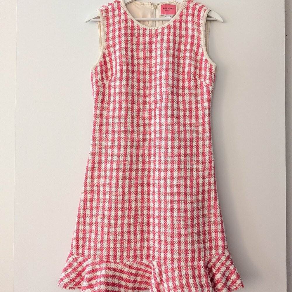 Kate Spade sSleeveless Pink-and-White Tweed Shift Dress Size 6